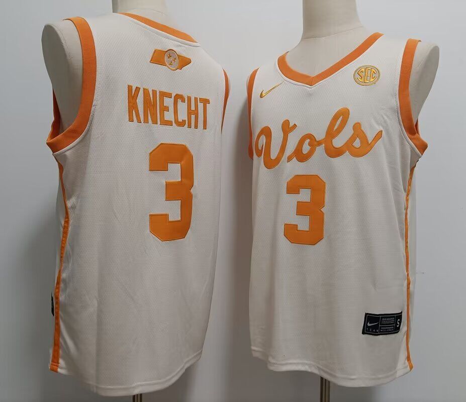 NCAA Men Tennessee Volunteers 3 Dalton Knecht White Nike jersey